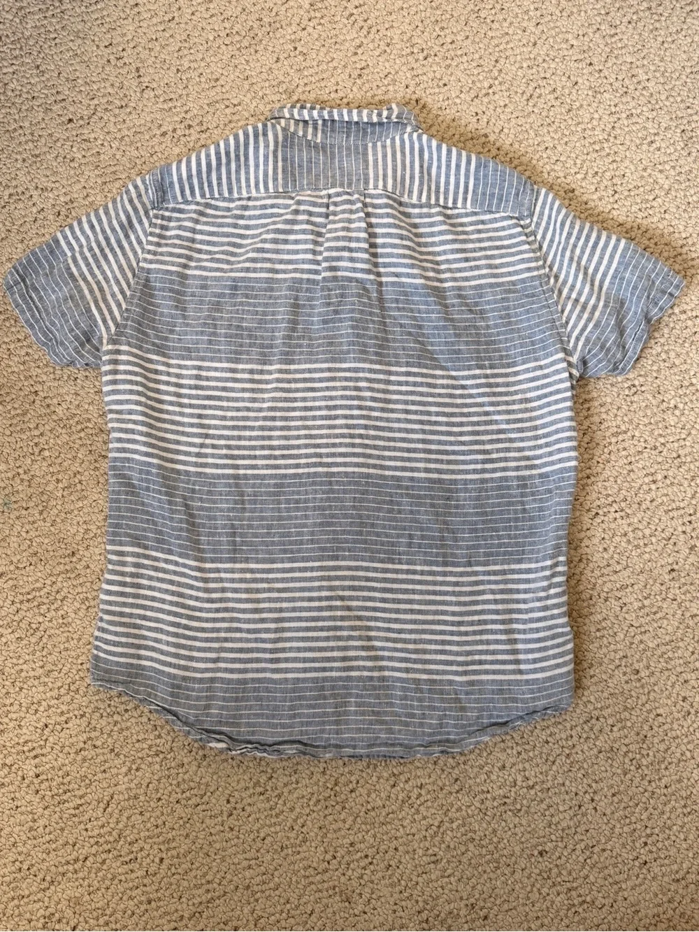 J.Crew Irish Linen Shirt Mens M Coastal Beach Resort Camp Summer Blue White